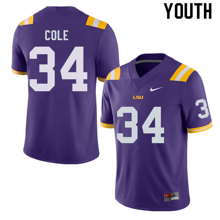 Youth #34 Lloyd Cole LSU Tigers College Football Jerseys Sale-Purple